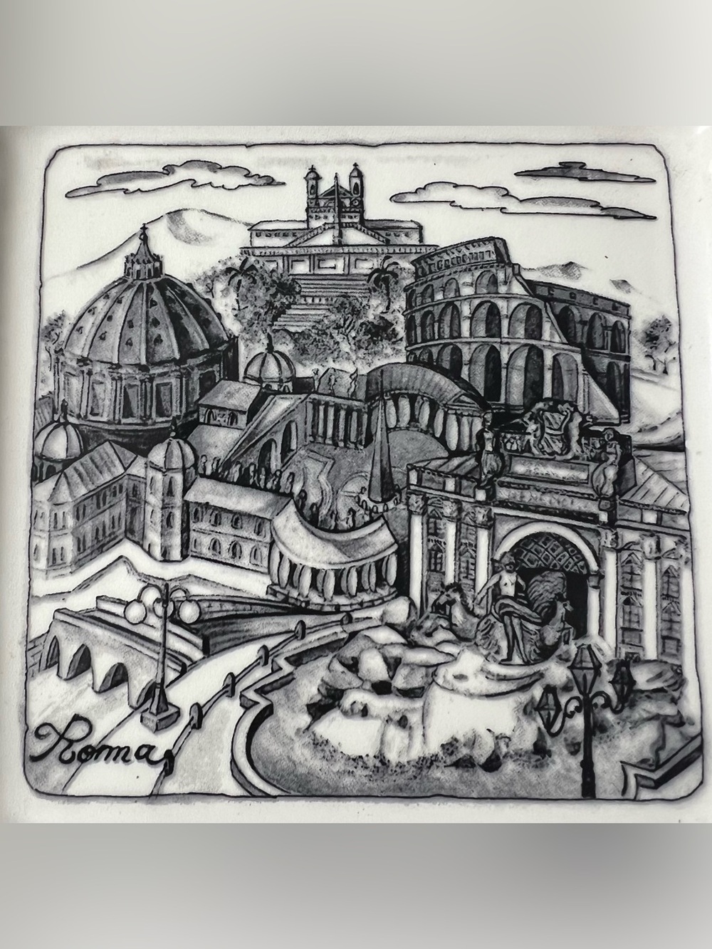 Italian crafted Brunelli “Cities” series Roma Plate